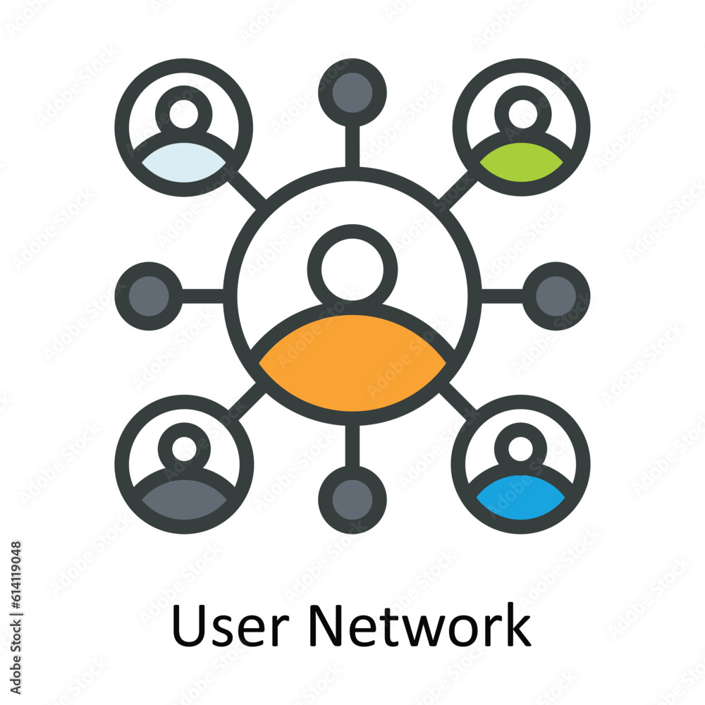 Poster user network vector fill outline icon design illustration. network and communication symbol on white