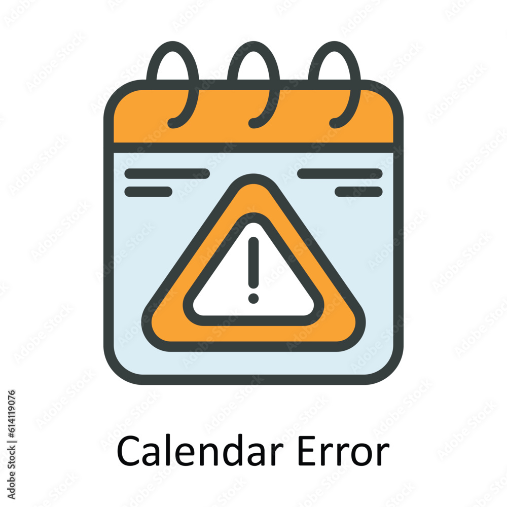 Poster calendar error vector fill outline icon design illustration. network and communication symbol on whi