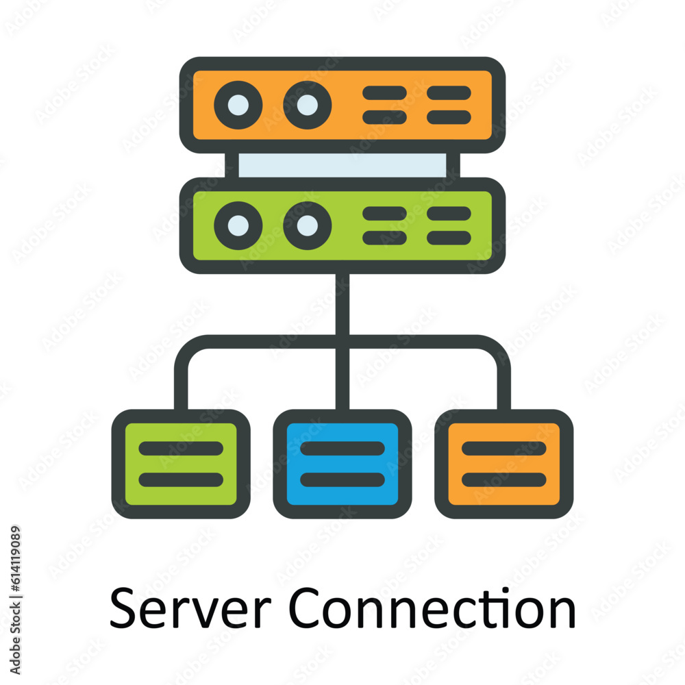 Aufkleber server connection vector fill outline icon design illustration. network and communication symbol on 