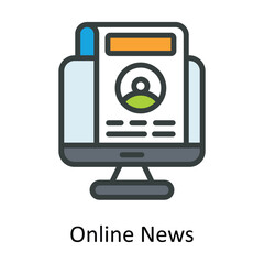 Online News  Vector Fill outline Icon Design illustration. Network and communication Symbol on White background EPS 10 File
