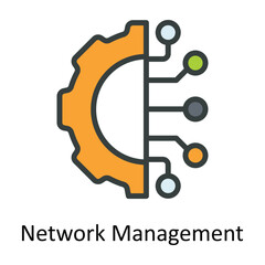 Network Management  Vector Fill outline Icon Design illustration. Network and communication Symbol on White background EPS 10 File
