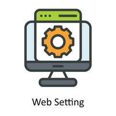 Web Setting  Vector Fill outline Icon Design illustration. Network and communication Symbol on White background EPS 10 File
