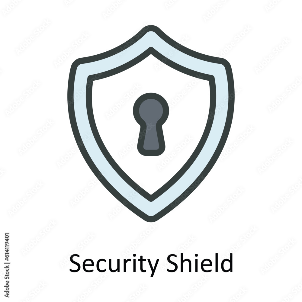 Poster security shield vector fill outline icon design illustration. network and communication symbol on wh