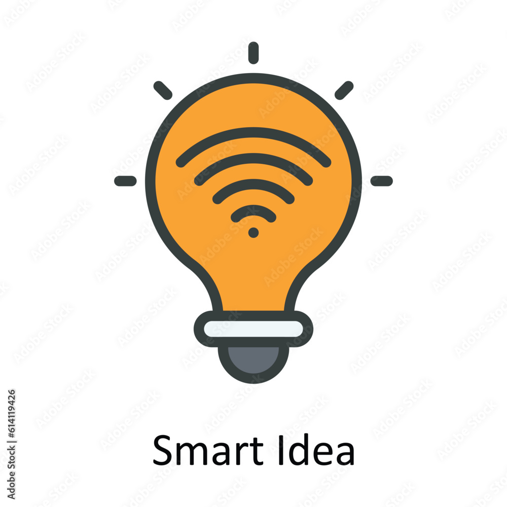 Poster smart idea vector fill outline icon design illustration. network and communication symbol on white b