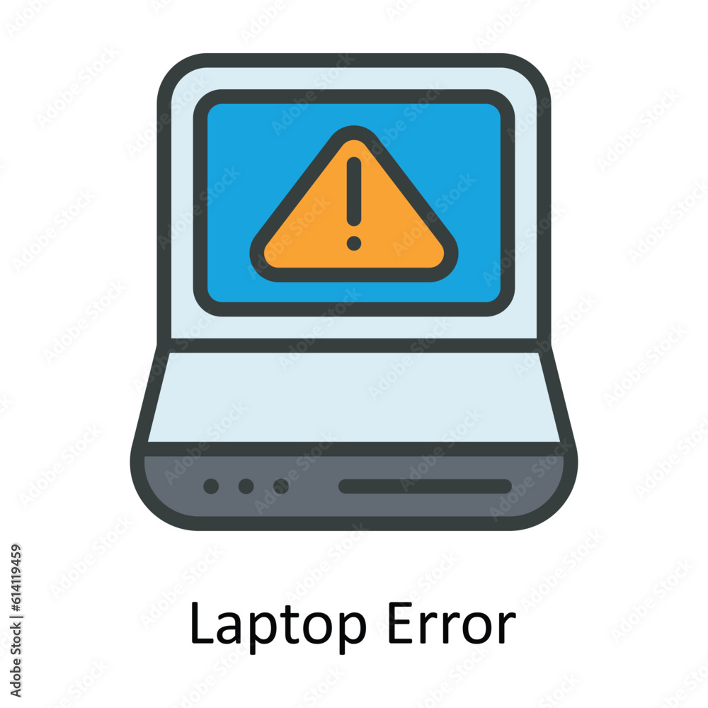 Aufkleber laptop error vector fill outline icon design illustration. network and communication symbol on white