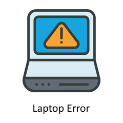 Laptop Error  Vector Fill outline Icon Design illustration. Network and communication Symbol on White background EPS 10 File

