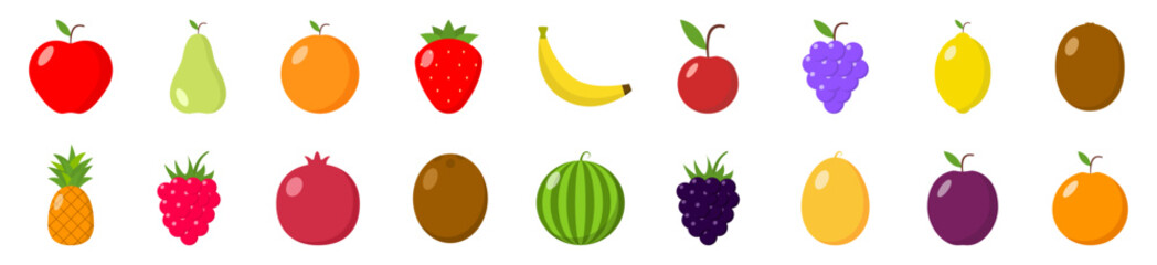 Fruit icons set. Vector illustration