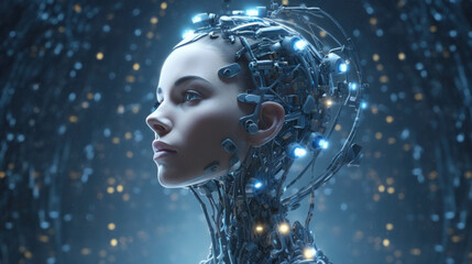 Female Ai robot Artificial Intelligence concept