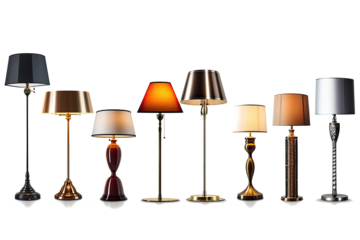 Hanging and floor lamps, light in the dark.
Light bulbs Generative ai, Transparent background
