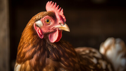 Brown chicken on the farm