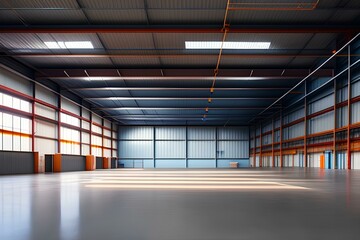 Logistic empty warehouse generated with Ai 