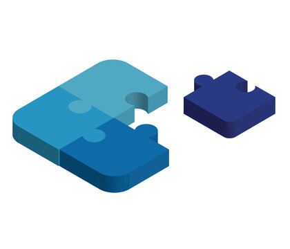 connecting puzzle pieces together on a white background. Teamwork Skills Editable vector.
