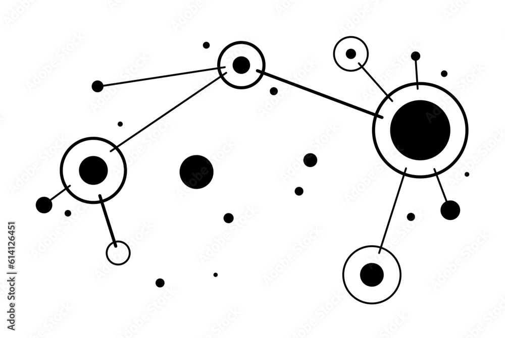 Poster abstract vector technology theme background with connected circles, geometric design linear connecti