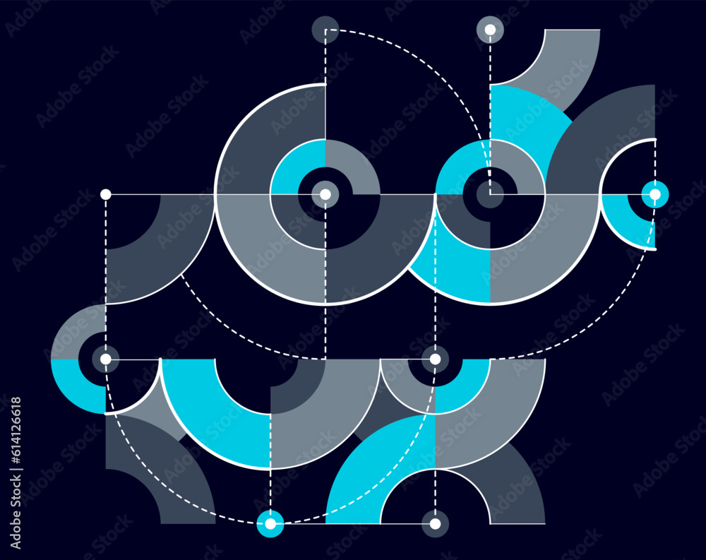 Aufkleber abstract tech engineering draft vector background over dark, mechanical blueprint technology digital
