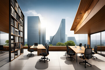 Fototapeta na wymiar modern office interior created using AI Generative Technology 