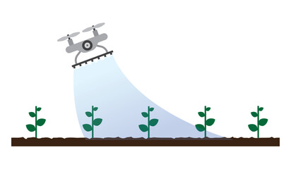 Agriculture vector with drone. Smart agriculture. farming with robot. Digital Farming Vector Design.