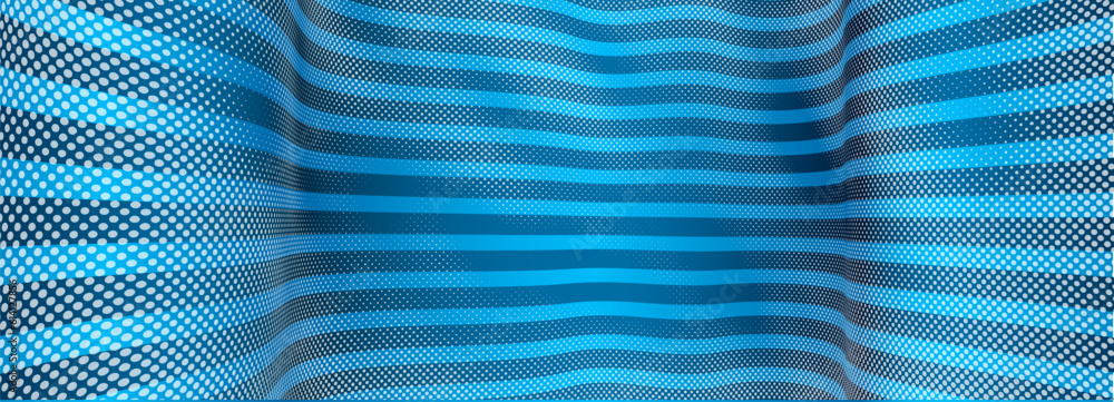 Wall mural 3d abstract blue background with dots texture and lines vector design, technology theme, dimensional