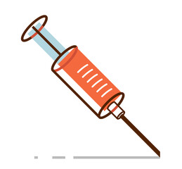 Vaccination theme vector illustration of a syringe isolated over white, epidemic or pandemic coronavirus covid 19 or flu or SARS or any other vaccine, pharmacology concept.