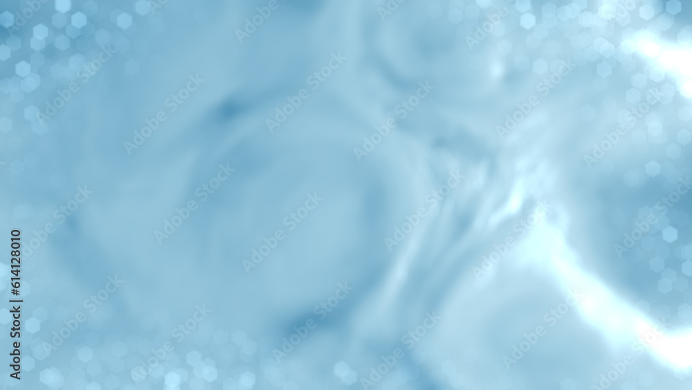 Poster light blue silver ardent soft shapes with bokeh backdrop - abstract 3d rendering