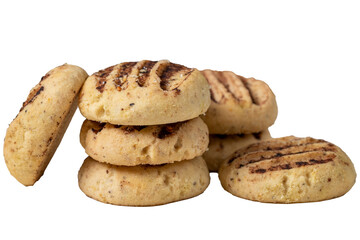 Cocoa cookies. Delicious cookies isolated on white background. Close up