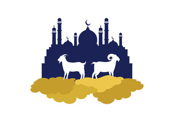 Eid al adha with goat illustration design