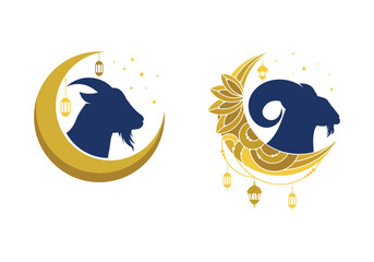 Eid al adha with goat illustration design