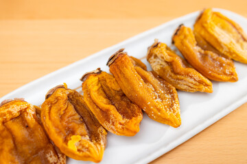 Dried persimmon on the plate