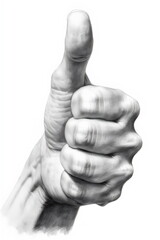 human hand giving thumbs up in graphite pencil realistic illustration made by generative ai	