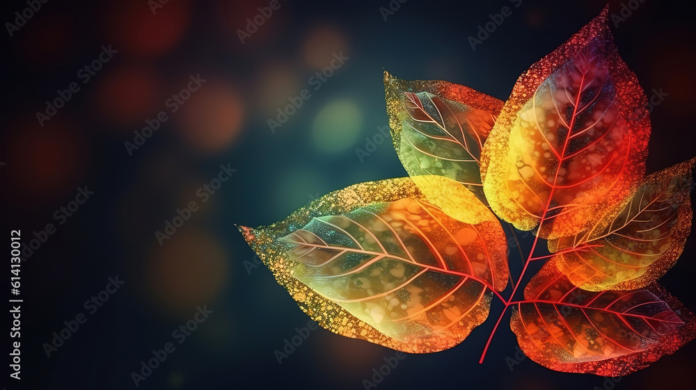 Poster autumn leaf background abstract sparkle background design. generative ai