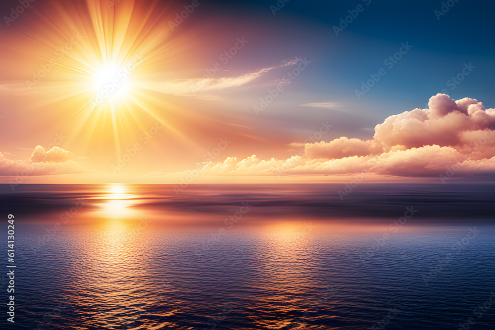 Wall mural sunset over the sea created using ai generative technology