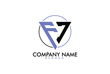 simple typography triangle fv vector logo with circle