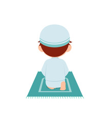 little muslim kid show pray pose and feel peace