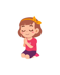 little kid show praying pose and feel peace