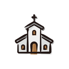 Church - Easter icon/illustration (Hand-drawn line, colored version)