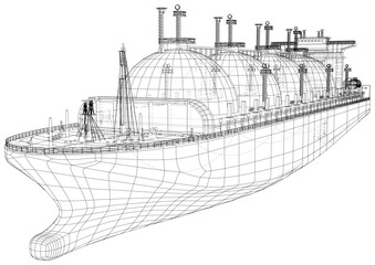 lng tanker ship. Gas industry and transportation. Isolated vector image. - 614130812