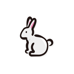 Rabbit - Easter icon/illustration (Hand-drawn line, colored version)