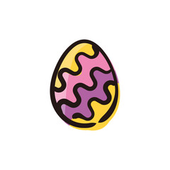 Easter egg - Easter icon/illustration (Hand-drawn line, colored version)