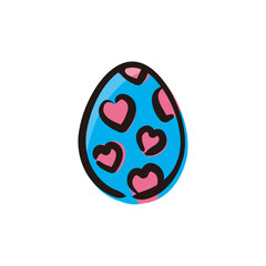 Easter egg - Easter icon/illustration (Hand-drawn line, colored version)