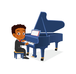 little kid play piano and feeling happy © Colorfuel Studio