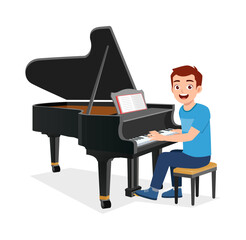 young good looking adult play piano