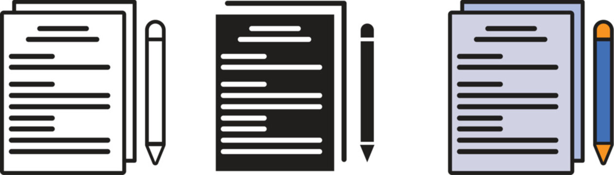 Documant and pencil different style vector illustration icon.