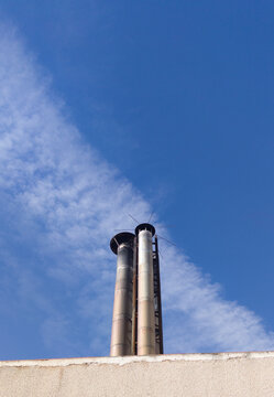 Industrial chimney protected with lightning rod