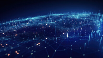 Naklejka premium Abstract technology futuristic illustration with a line of bright particles for background or wallpaper