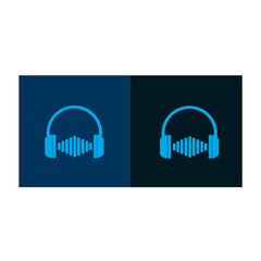 music headphones logo vector with spectrum tones