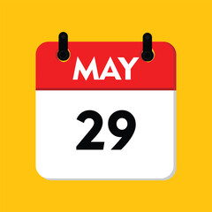 calender icon, 29 may icon with yellow background