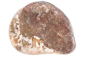 Top view of single red pebble