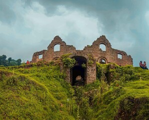 The Ruins of Murree Brewery, Murree, Pakistan - August, 29, 2019: This Gothic style architecture was built back in the times of British Raj in the subcontinent. Established in 1860. - obrazy, fototapety, plakaty