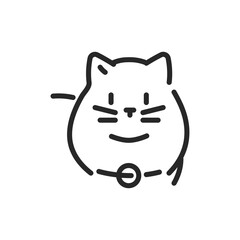 Ragdoll Cat Icon. Vector Outline Editable Sign of Fluffy Pet Cat with Cute Face Vector Illustration.