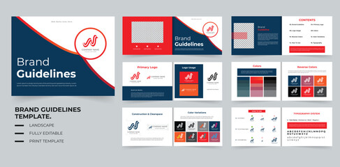 Brand guidelines template or brand manual or brand layout design
