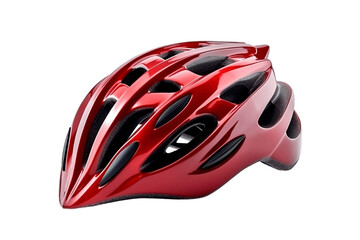 Red Bicycle Helmet on Transparent Background. AI